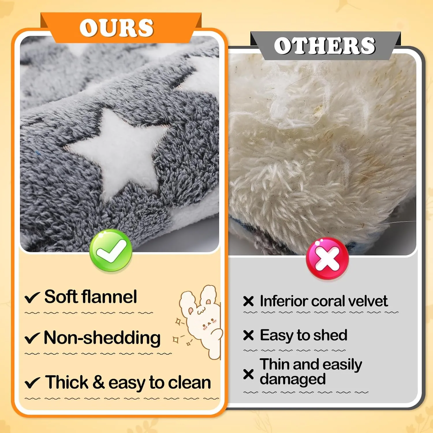 MEWTOGO 15.7 x 14In Rabbit Bed - Thickened Soft Bunny Concave Bed, Cuddle Cushion Plush Mat with Cotton Lounger Pillows for Cage Sleeping Indoor Bunny Gifts, Gray-Star