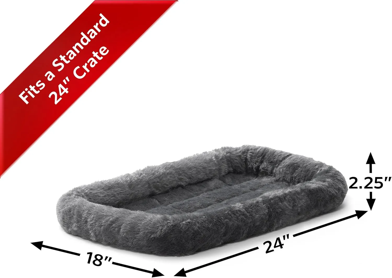New World Pet Products Gray Dog Bed | Bolster Dog Bed Fits Metal Dog Crates | Machine Wash & Dry