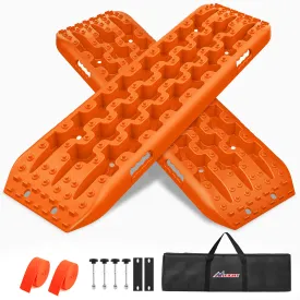 Off-Road Recovery Traction Boards For 4WD 4X4 with 2PCS Mounting kit Zipper Bag 2 leashes (Orange)