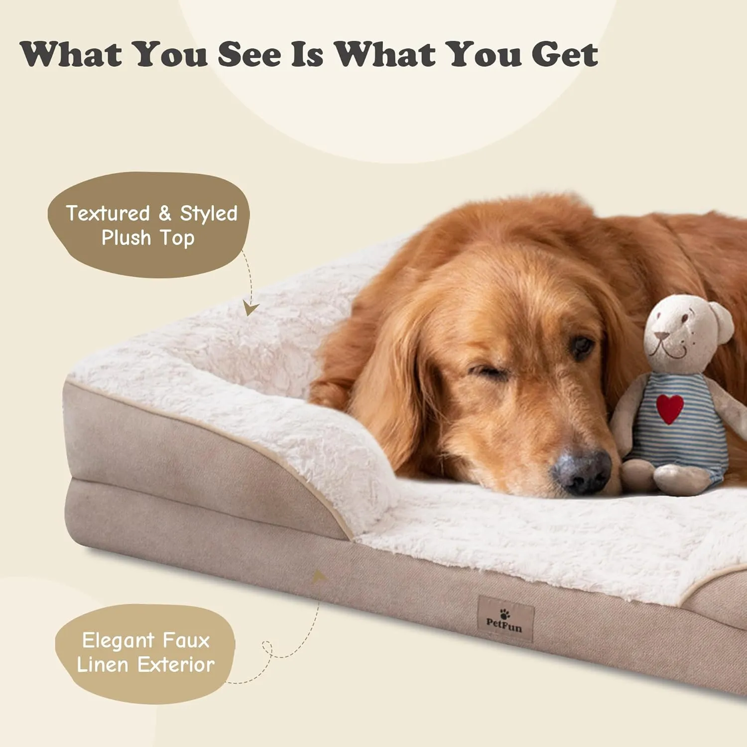 Orthopedic Dog Bed for Large Dogs - Big Washable Dog Sofa Beds Large, Supportive Foam Pet Couch Bed with Removable Washable Cover, Waterproof Lining and Nonskid Bottom