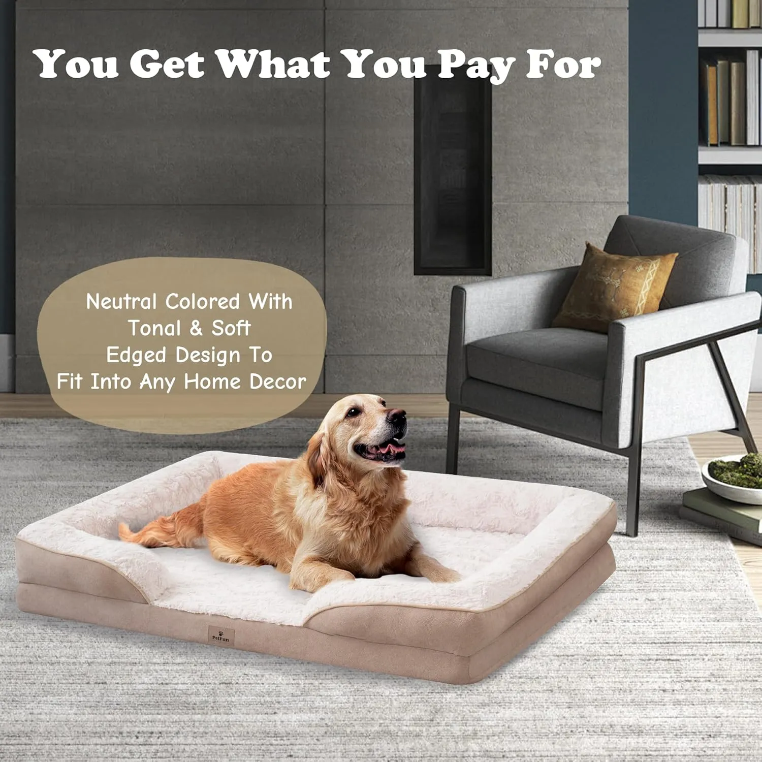 Orthopedic Dog Bed for Large Dogs - Big Washable Dog Sofa Beds Large, Supportive Foam Pet Couch Bed with Removable Washable Cover, Waterproof Lining and Nonskid Bottom