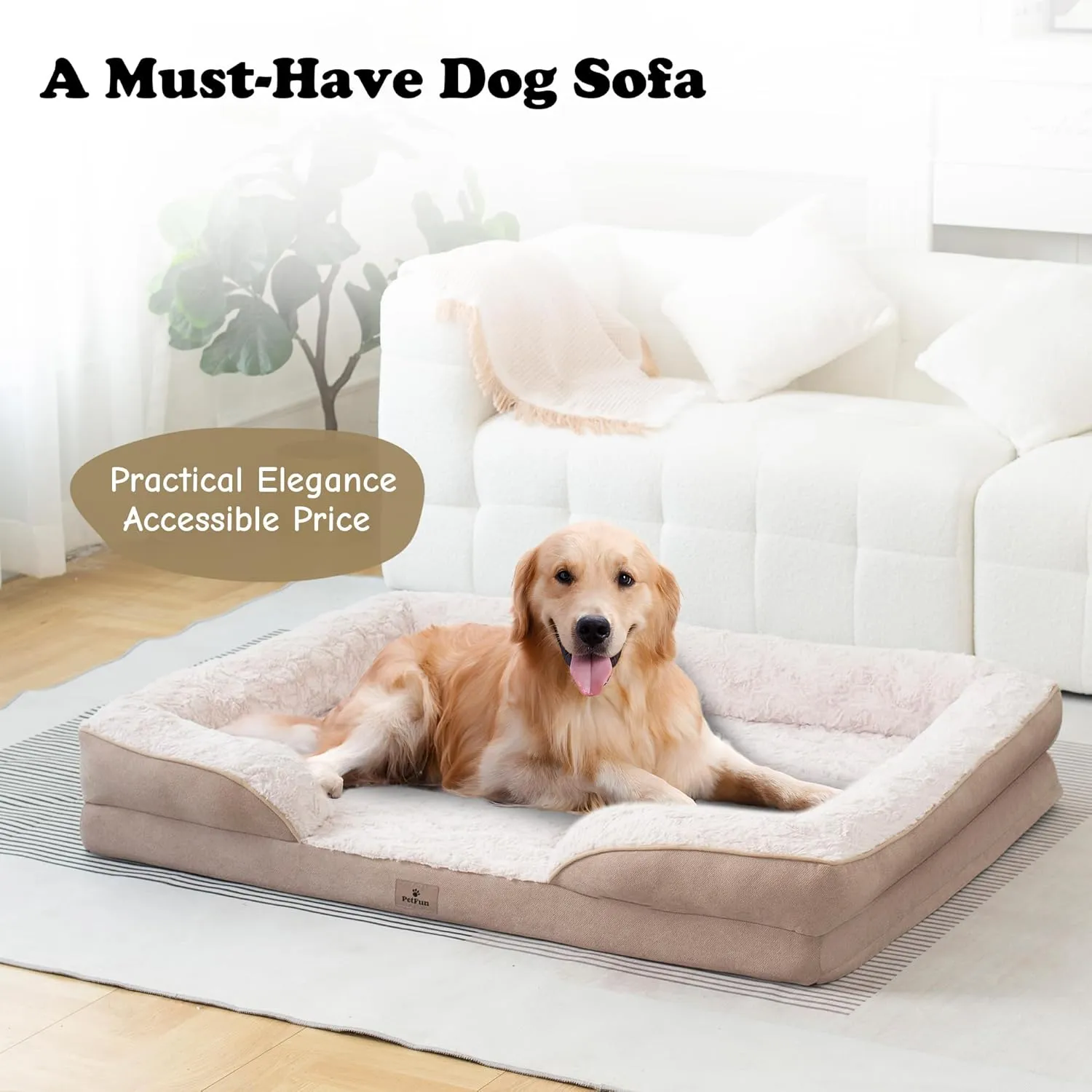 Orthopedic Dog Bed for Large Dogs - Big Washable Dog Sofa Beds Large, Supportive Foam Pet Couch Bed with Removable Washable Cover, Waterproof Lining and Nonskid Bottom