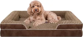 Orthopedic Dog Bed for Large Medium Sized, Washable Memory Foam Large Dog Bed, Medium Pet Sofa with Removable Cover, Washable Waterproof Pet Couch Beds(Brown, L)