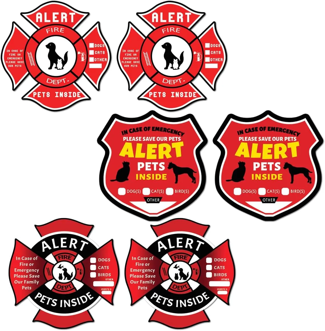 Pack 12 Pcs Emergency Rescue Pet Alert Sticker for House Vehicles Security Signs Car Window Indoor Outdoor Bumper Stickers Weatherproof Waterproof Vinyl Decals Home Accessories