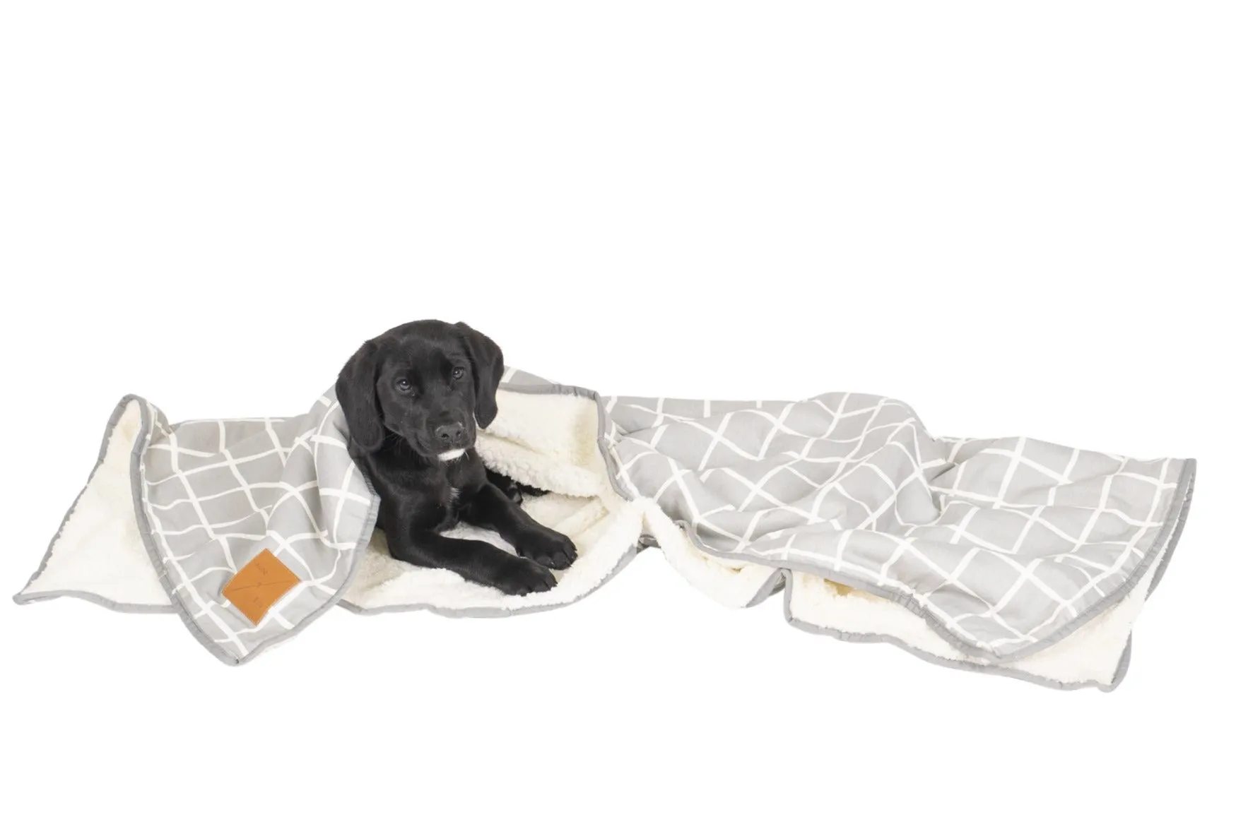 Pet Blanket with Fleece - Grey Check