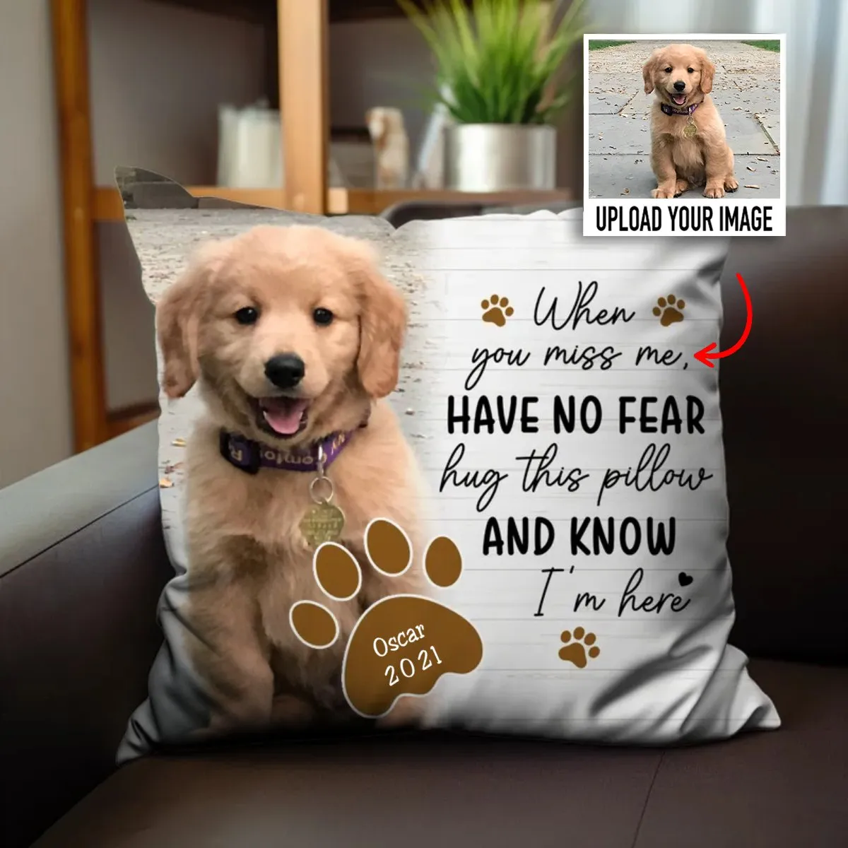 Pet Lover - Custom Photo Hug This Pillow And Know I'm Here - Personalized Pillow