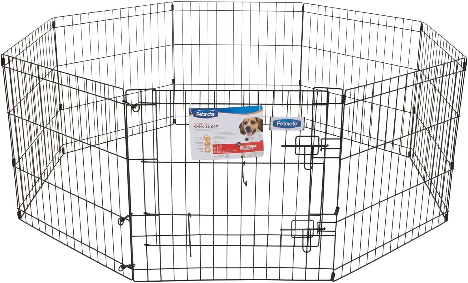 Petmate 36-Inch by 24-Inch 8 Panels Exercise Pen with Step Through Door, Black