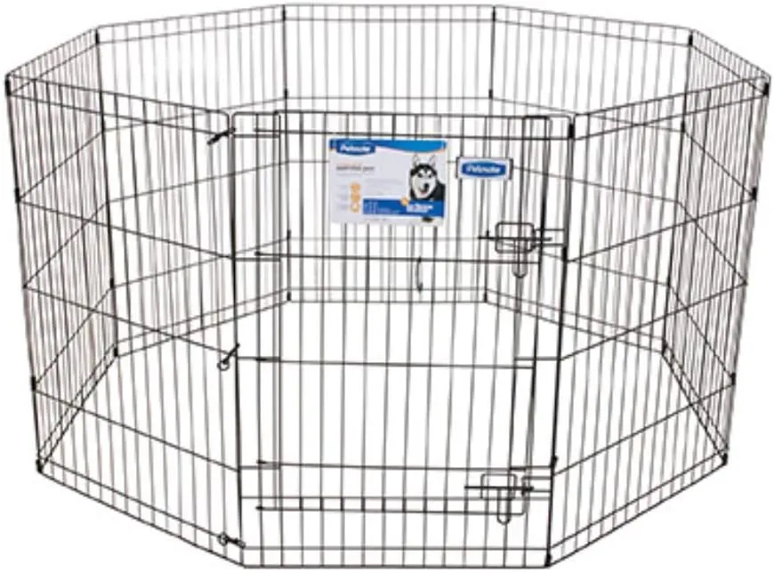 Petmate 36-Inch by 24-Inch 8 Panels Exercise Pen with Step Through Door, Black