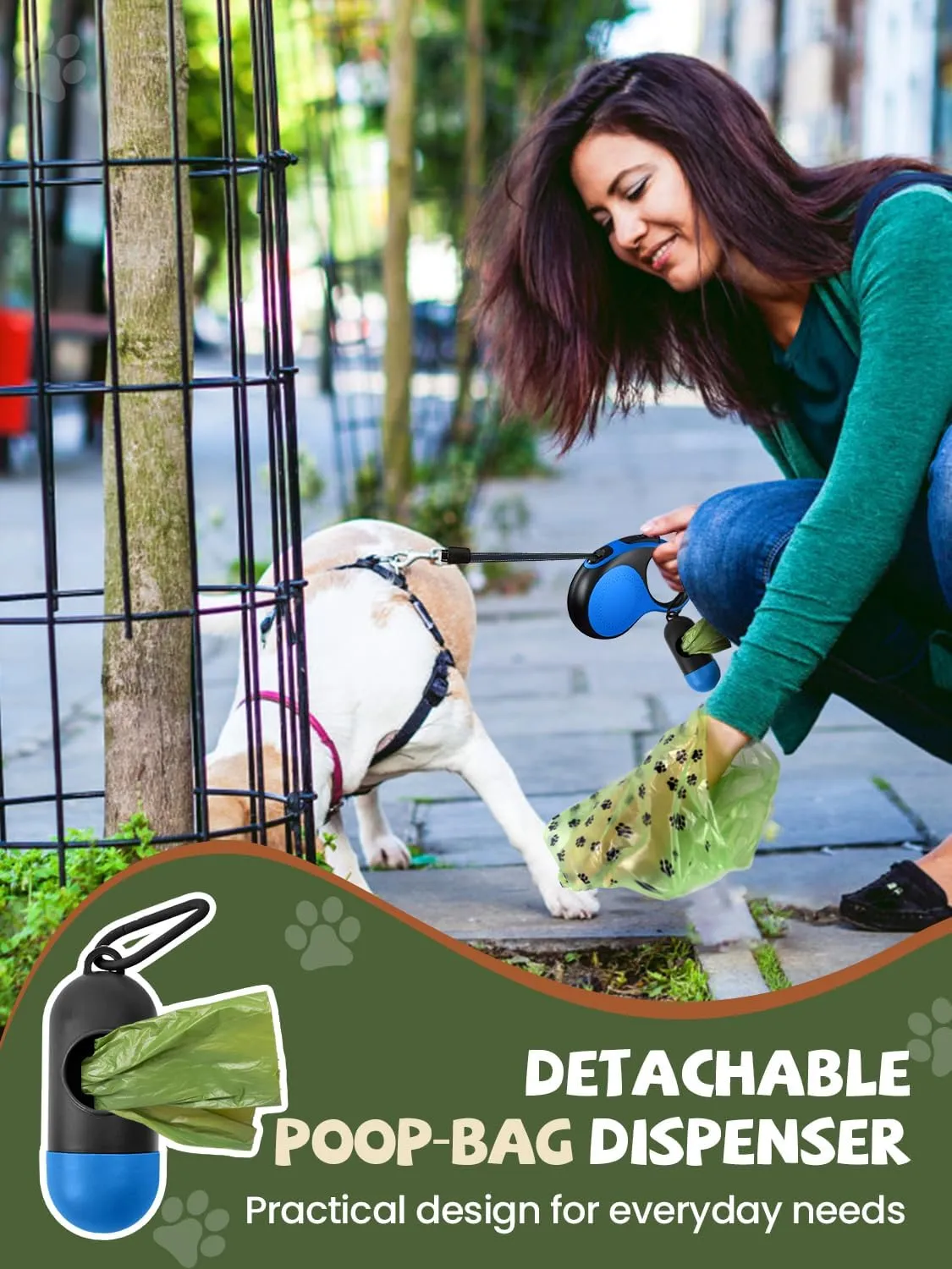Retractable Dog Leash with Led Light, Douexio 16ft Rechargeable Walking Dog Leash for Small Medium Dogs Up to 66 lbs,360 Tangle-Free, One-Button Control, High Strength Hook