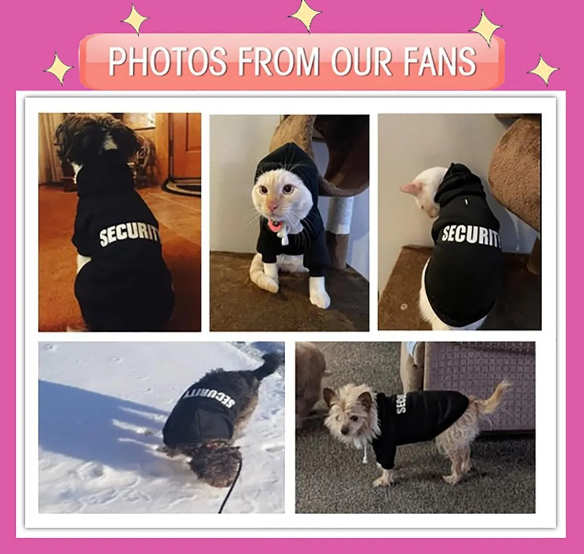 Security Dog Hoodies Dog Clothes Apparel Winter Sweatshirt Warm Sweater Cotton Puppy Small Dog Hoodie for Small Dog Medium Large Dog Cat (Black, 4XL)