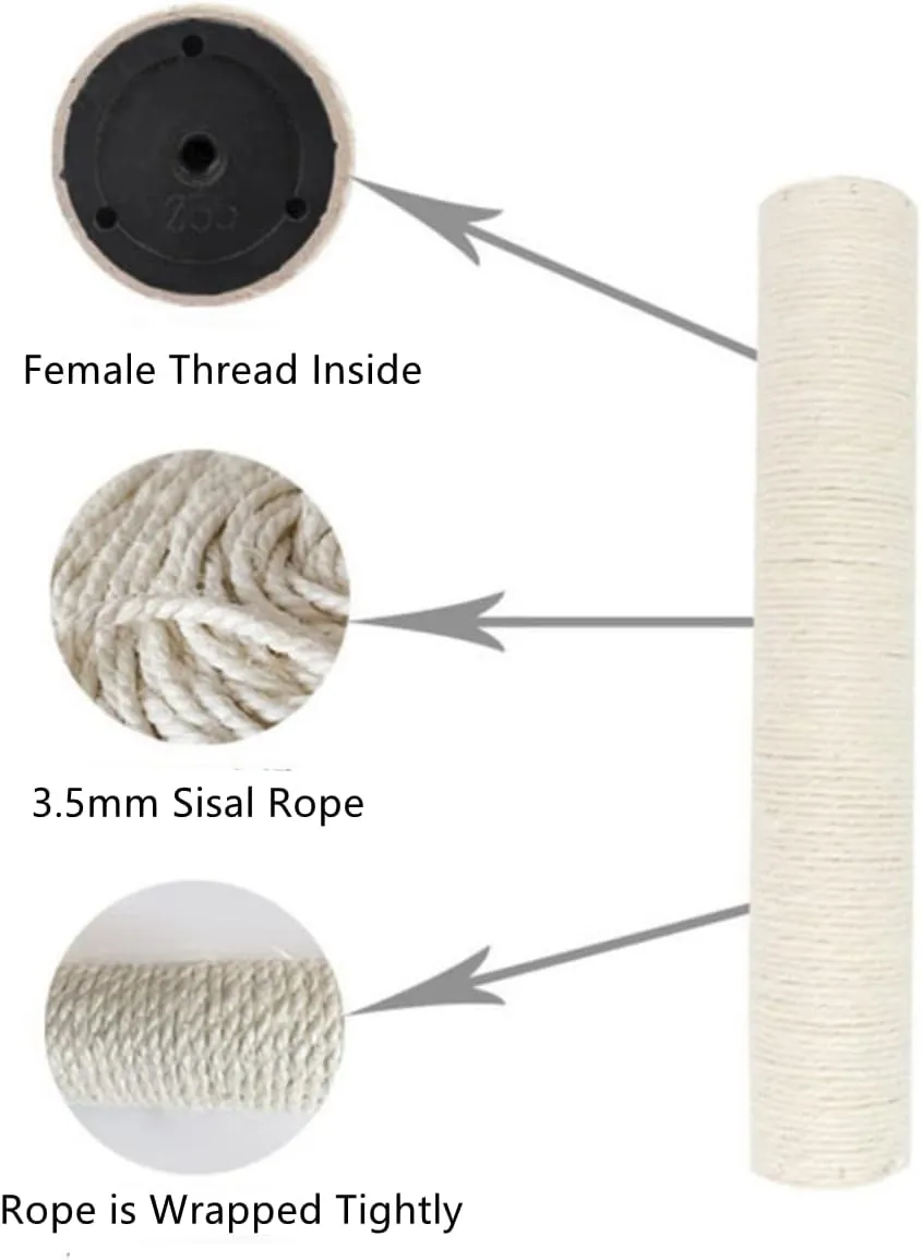SHENGOCASE Cat Tree Tower Accessories Replacement Post 17.7" L,  3.15" Pole with M10 Bolt, DIY Cat Scratching Post Pole