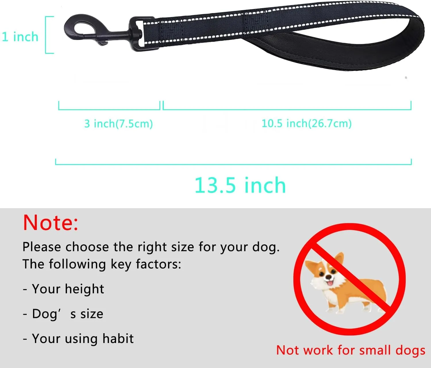 Short Dog Leash Heavy Duty Leash with Comfortable Padded Handle Reflective Training Dog leashes for Medium Large Dogs Up to 80lbs