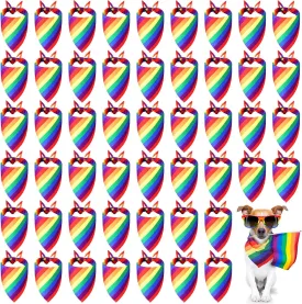 Silkfly 50 Pieces Rainbow Dog Bandanas Bulk Pride Dog Bandanas Scarf Accessories for Small Medium Large Pet Costume Accessories Decoration(25.6" X 17.7" X 17.7")