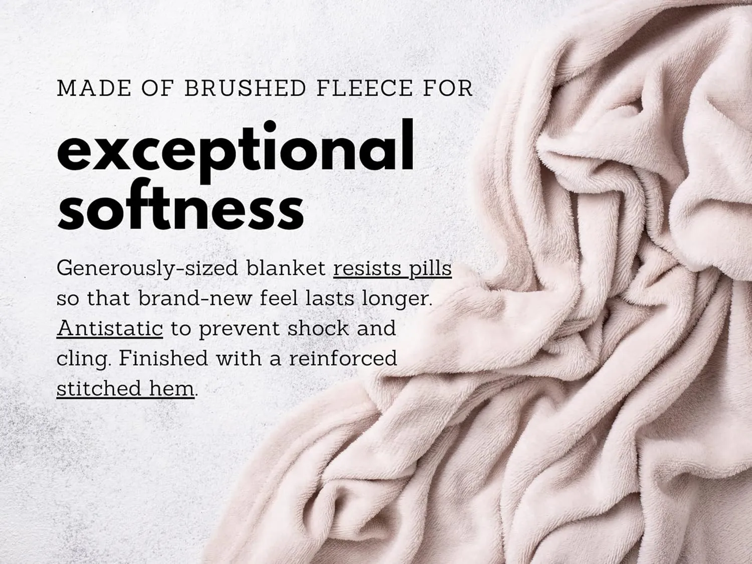 SoftHeat Luxury Micro-Fleece Heated Electric Blanket with Safe & Warm Low-Voltage Technology, Queen, Natural