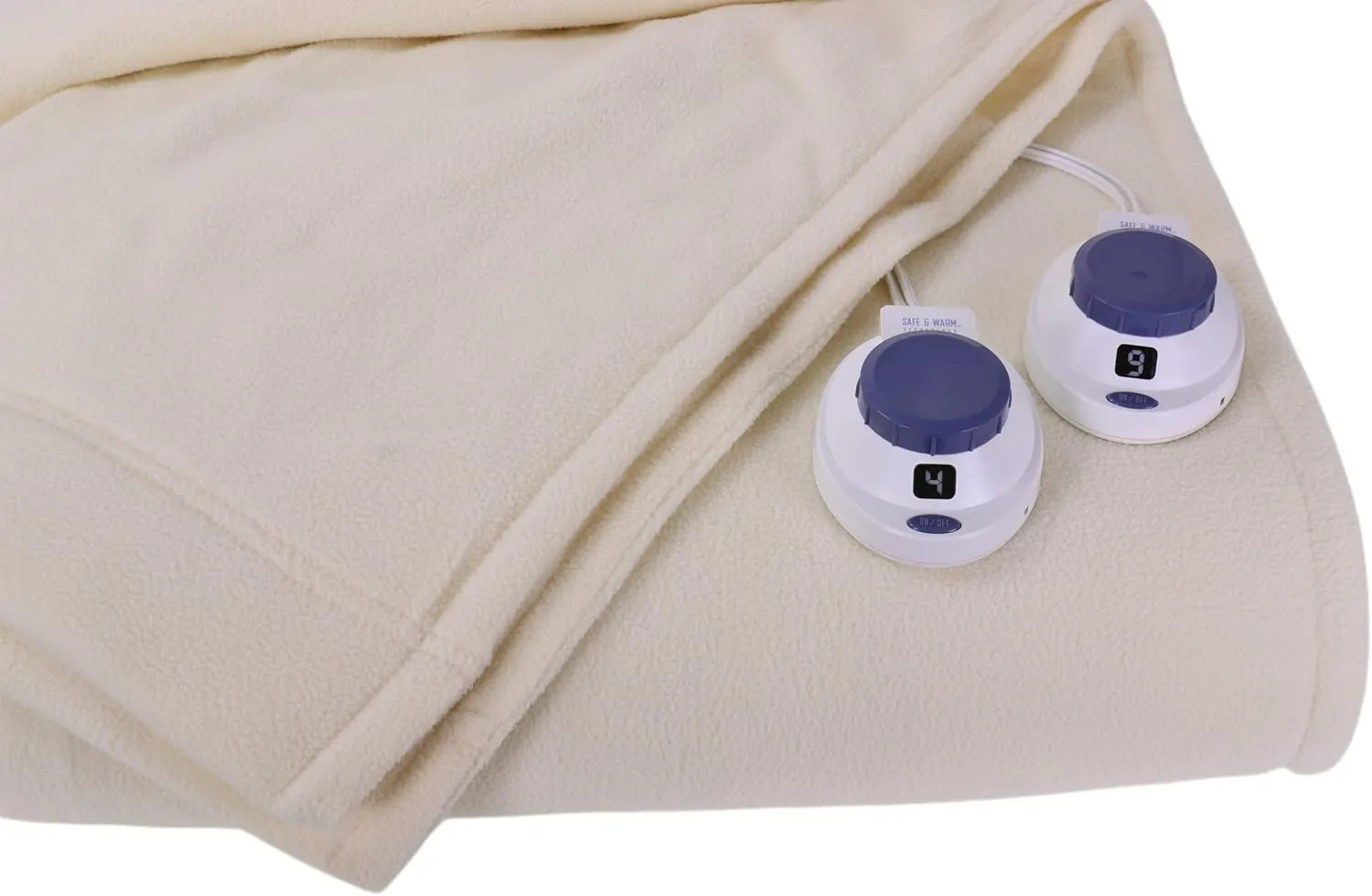 SoftHeat Luxury Micro-Fleece Heated Electric Blanket with Safe & Warm Low-Voltage Technology, Queen, Natural