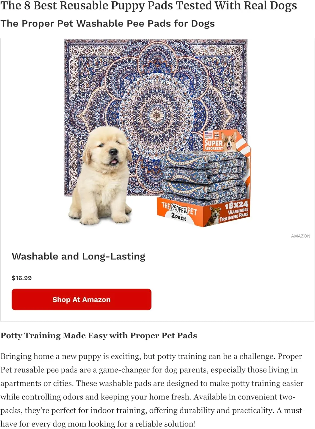 Super Absorbent Washable Pee Pads for Dogs 24x36 - 2Pack Reusable Puppy Potty Training Mats - Cloth Whelping Blankets - Waterproof, Urine Leak-Proof & Non-Slip for Playpen Floor Carpet