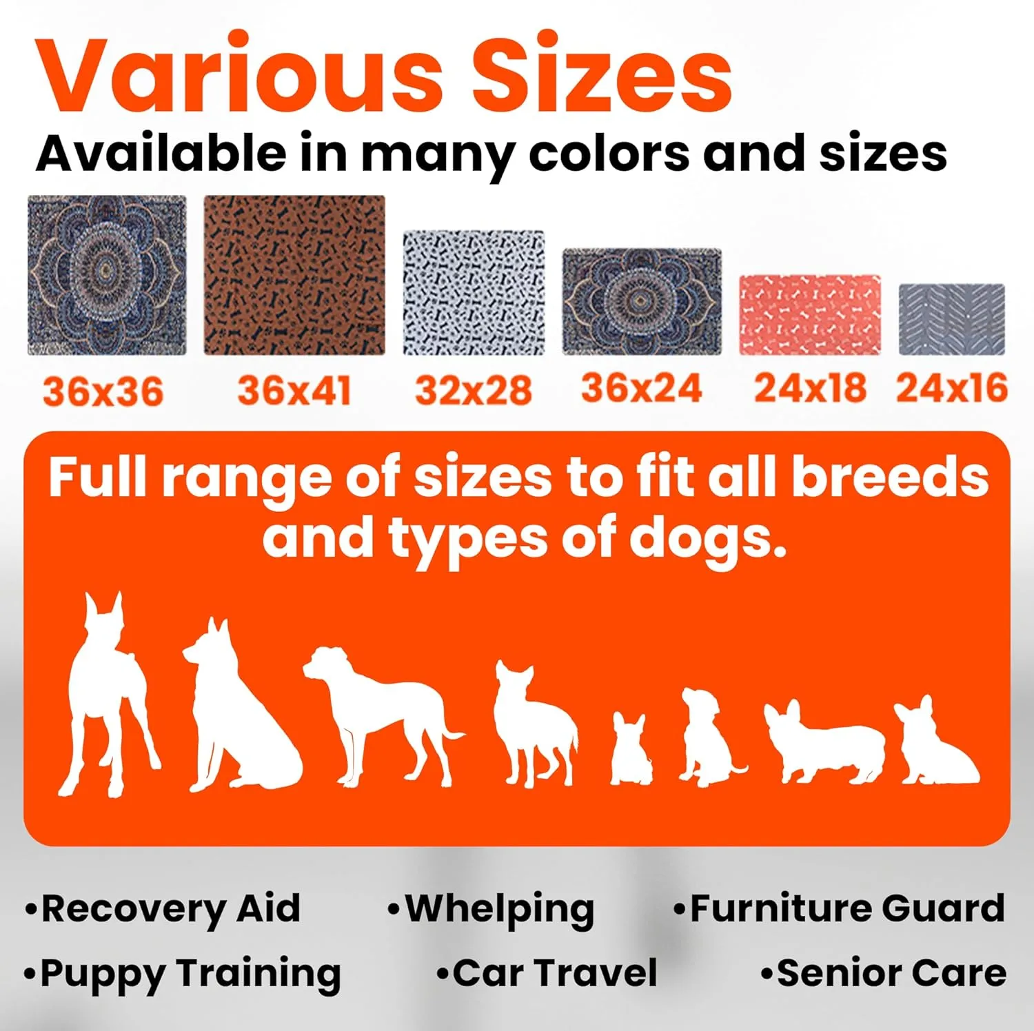 Super Absorbent Washable Pee Pads for Dogs 24x36 - 2Pack Reusable Puppy Potty Training Mats - Cloth Whelping Blankets - Waterproof, Urine Leak-Proof & Non-Slip for Playpen Floor Carpet