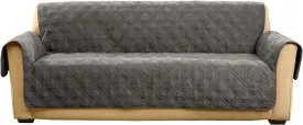 SureFit Home Dcor SF44892 Microfiber Universal Cushion Sofa Quilted Furniture Throw Pet Couch Cover, Polyester, Machine Washable One Piece Dark Gray