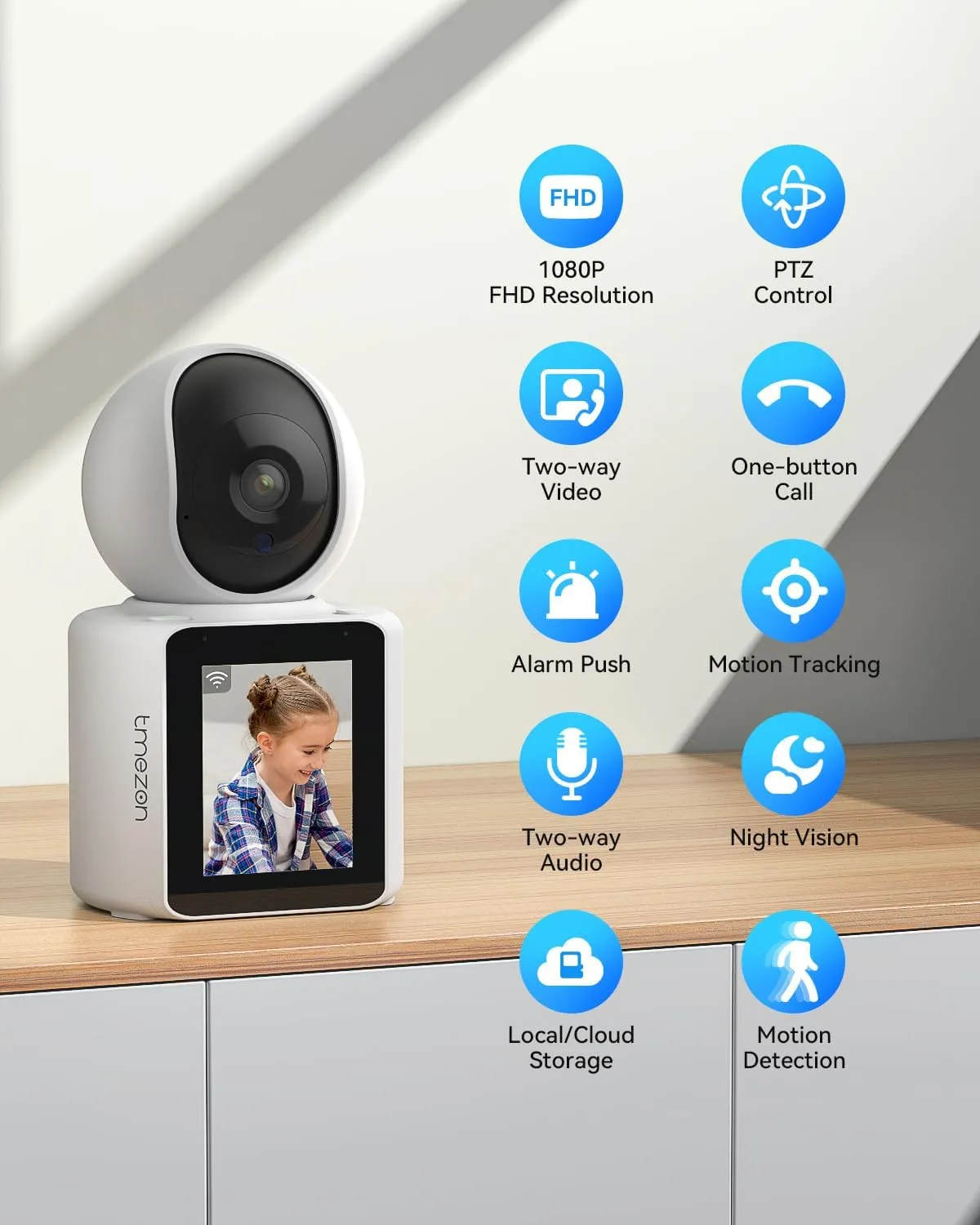 TMEZON Video Pet Dog Camera Indoor Two Way Wireless Security Camera Monitor 1080P with Phone app and Motion Detection,Baby/Elderly/Nanny Audio Calling Device Pan Tilt