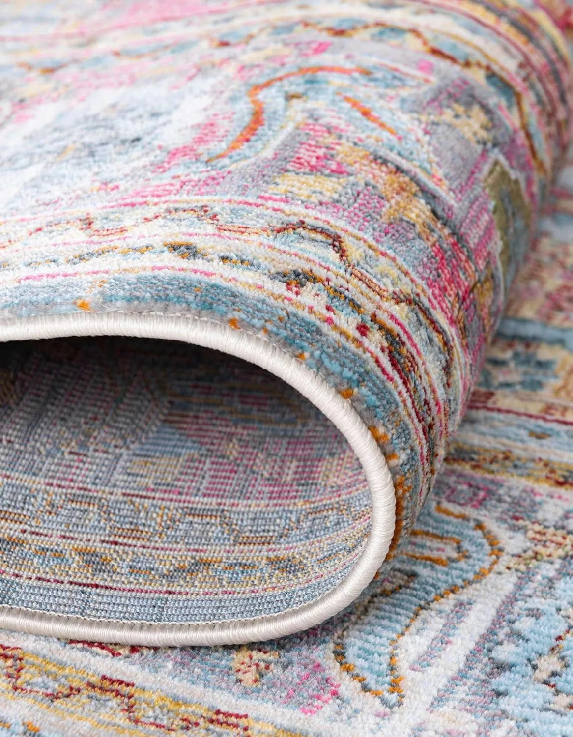 Unique Loom Baracoa Collection Area Rug - Miramar (3' 3" x 5' 3" Oval, Light Blue/ Blue)