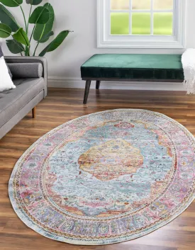 Unique Loom Baracoa Collection Area Rug - Miramar (3' 3" x 5' 3" Oval, Light Blue/ Blue)