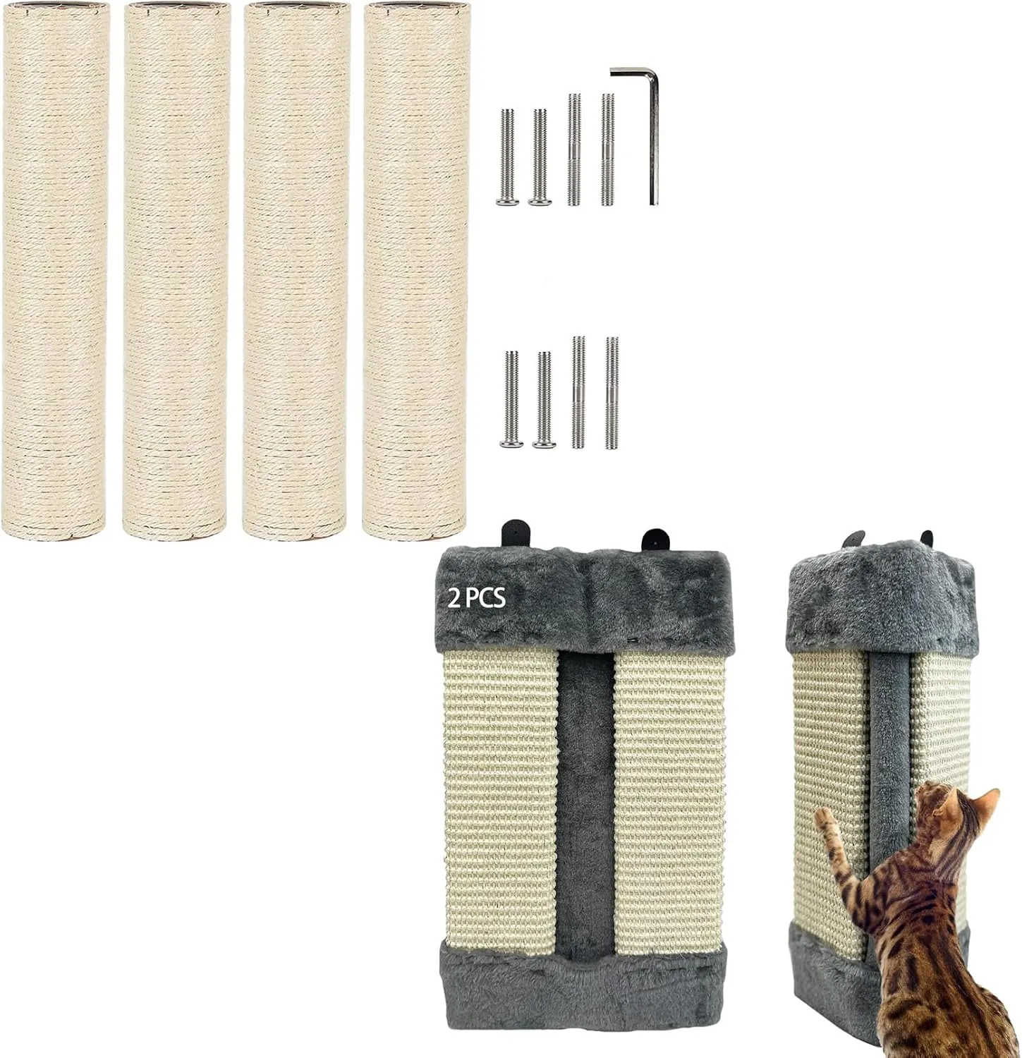 VCEPJH Cat Scratching Post Replacement for Indoor Cats Cat Scratch Post Refill Pole and Cat Corner Scratcher Sisal Wall Mounted Scratching Boards Kitty Scratch Pads for Indoor Cats