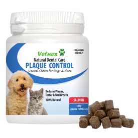 Vetnex Plaque Control Dental Chews for Dogs & Cats 100g - Salmon