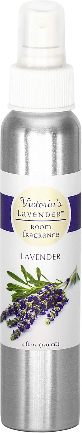 Victoria's Lavender Room Spray, All Natural Home Atmosphere Essential Oil Concentrated Room Fragrance, Air Freshener, Bathroom Odor Eliminator, Made in the USA, Lavender - 1 Pack (4 Fl Oz)