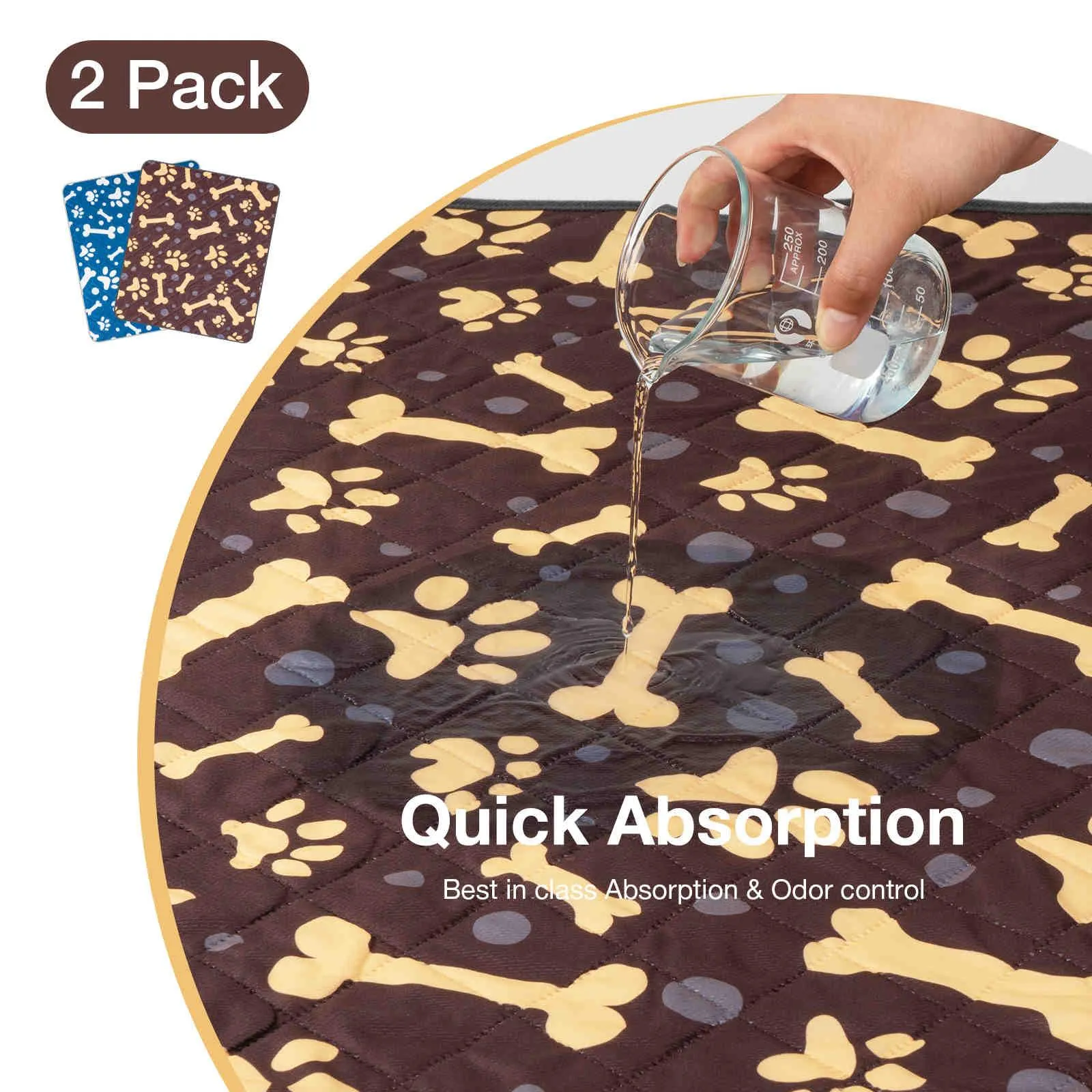 Washable Dog Pee Pads, 2 Pack (Bone)