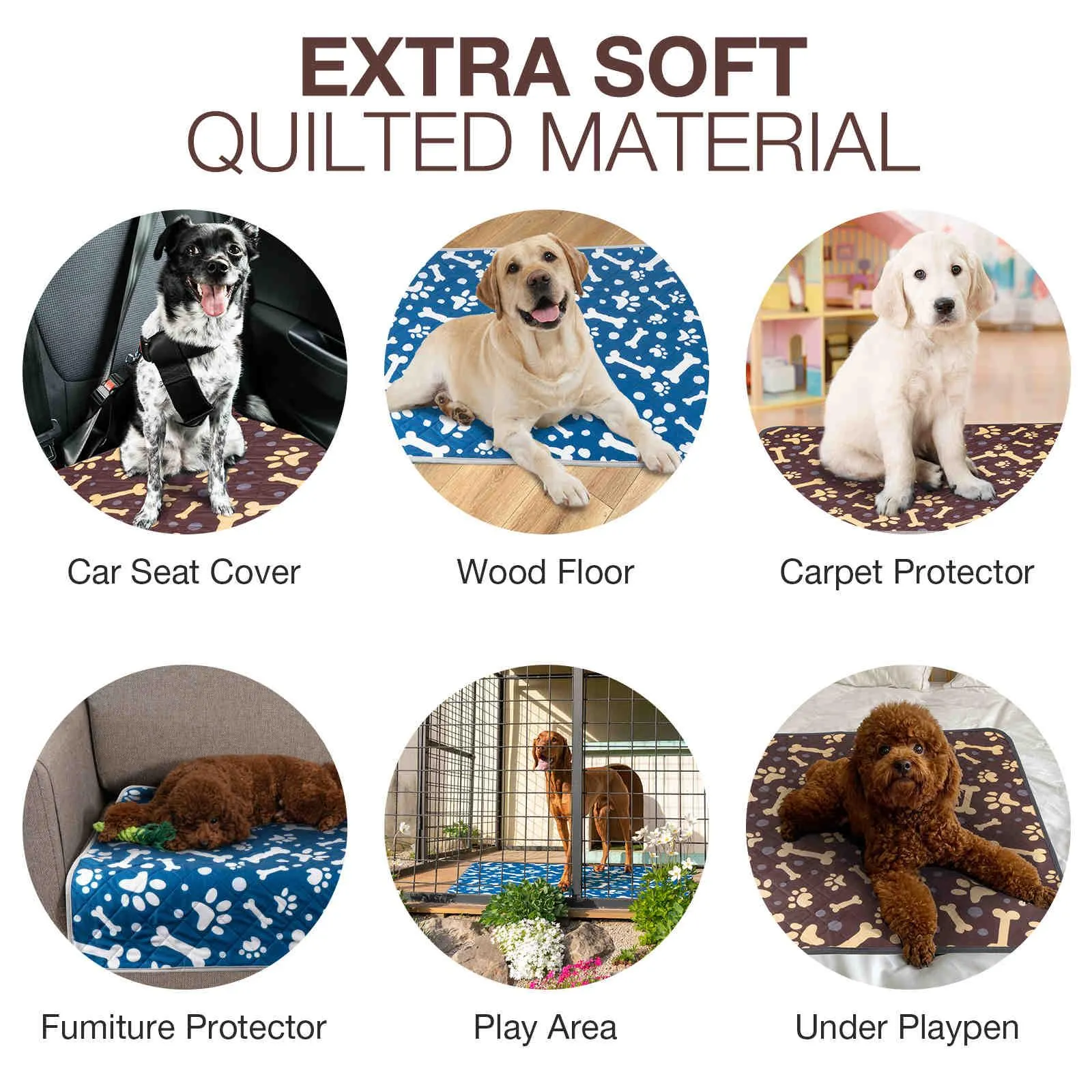 Washable Dog Pee Pads, 2 Pack (Bone)