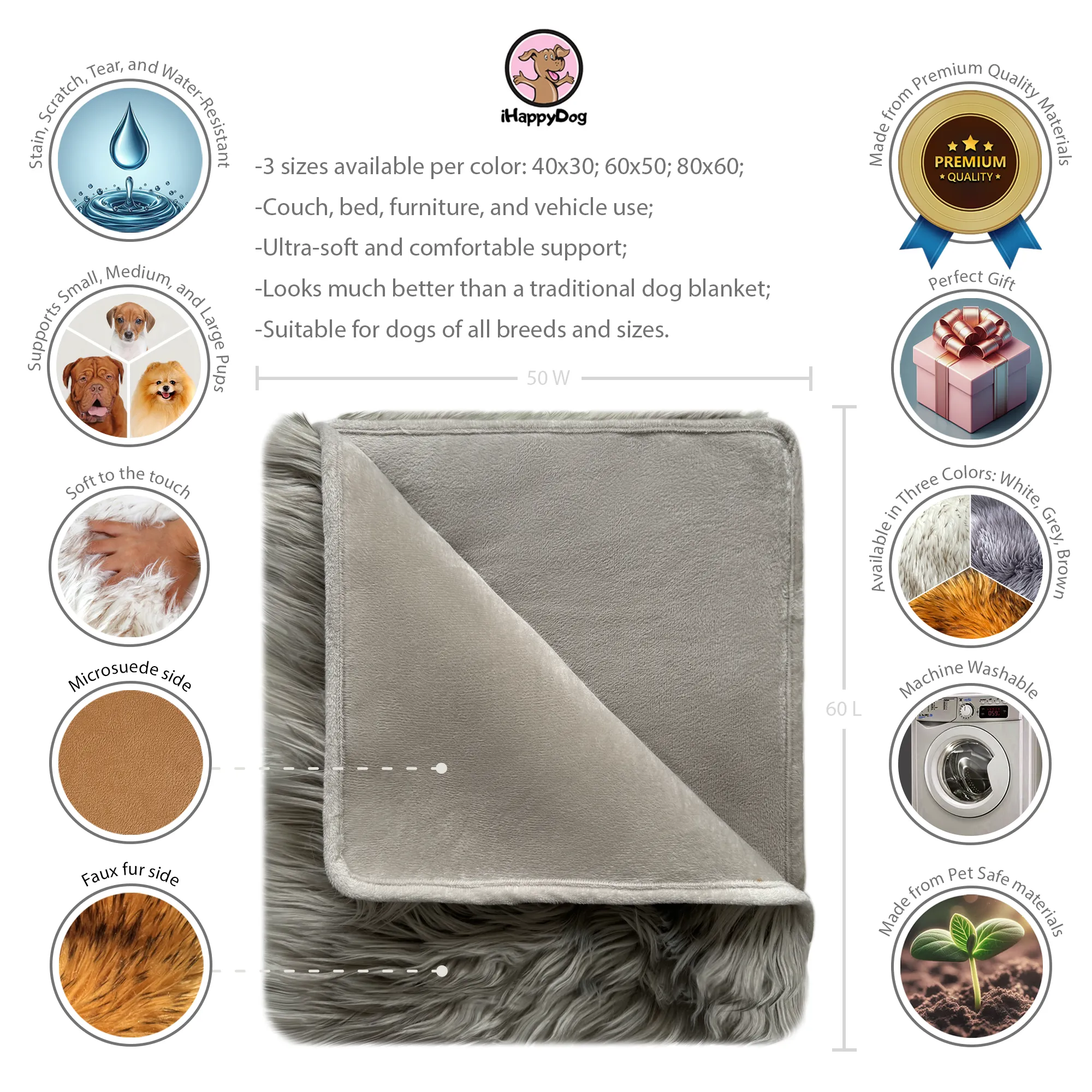Waterproof Dog Blanket, Plush Throw for Sleeping, Whelping, and Comfort