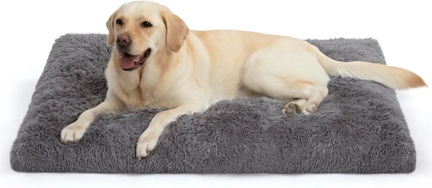 XL Dog Bed Crate Pad Mat for Cages Washable Bed for Extra Large Size Dog Soft Kennel Pad Anti-Slip Pet Bed,42" x 27",Dark Grey