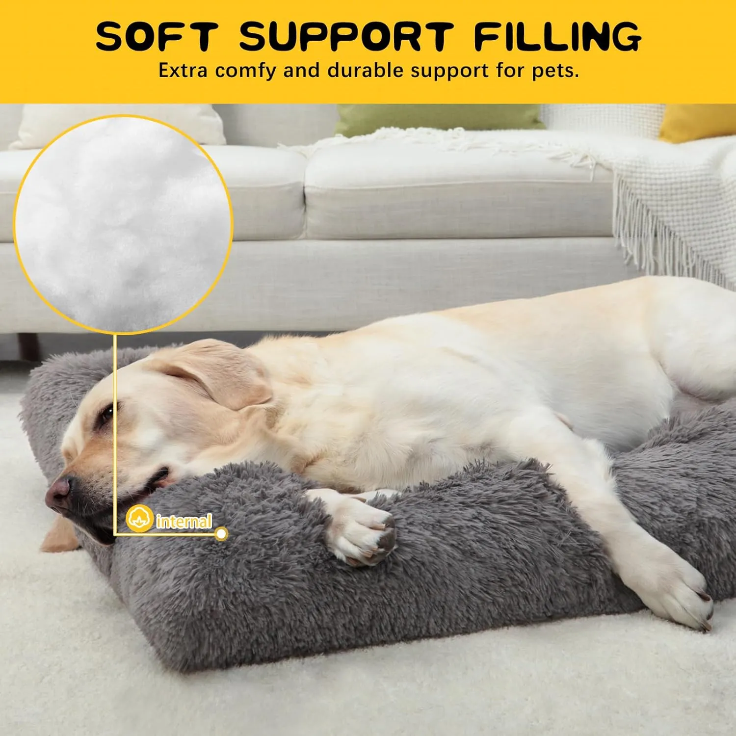 XL Dog Bed Crate Pad Mat for Cages Washable Bed for Extra Large Size Dog Soft Kennel Pad Anti-Slip Pet Bed,42" x 27",Dark Grey