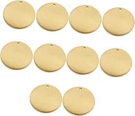 YARNOW 10 Pcs Stainless Steel Pet ID Tags Blank Round Shape Dog ID Hangings DIY Engraving Accessories for Pet Collars Durable Golden Finish