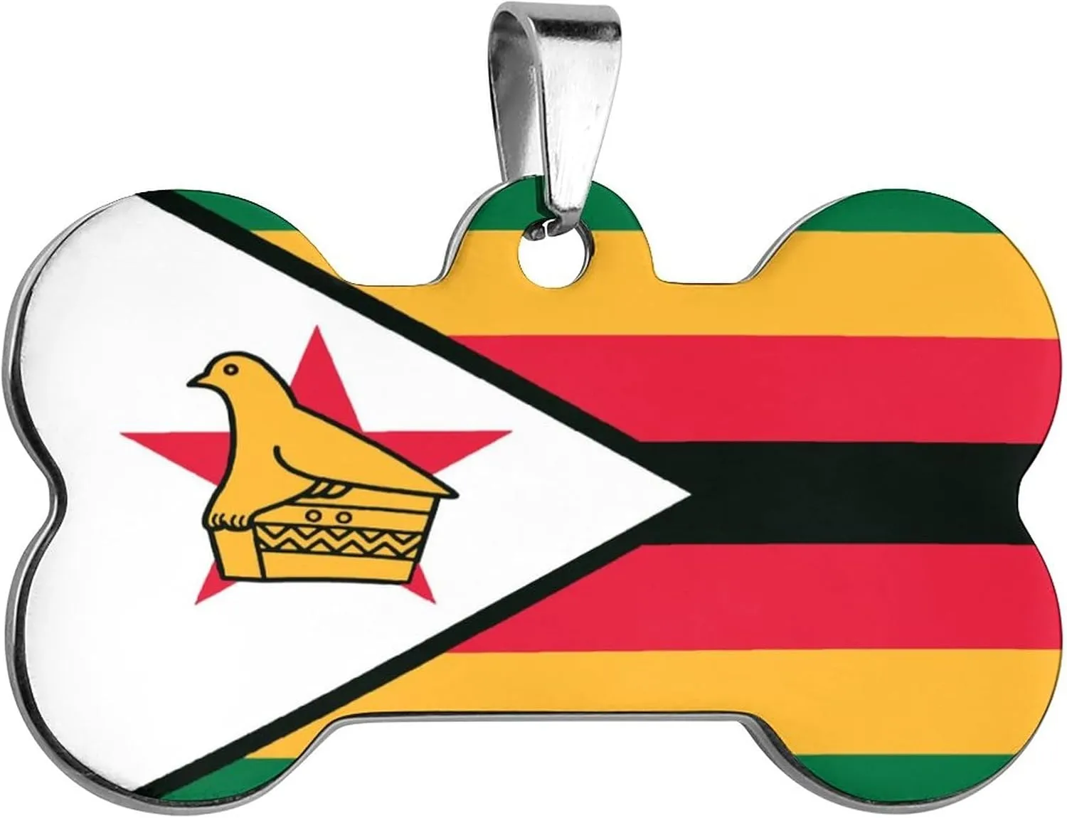 Zimbabwe Flag Stainless Steel Pet ID Tags Personalized Dog and Cat Tags Cute Collar Tags Bone Shape